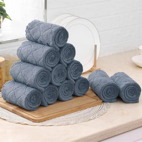 Kitinjoy 6pcs Microfiber Towel Absorbent Kitchen Cloth Wash Kitchen Clean Cloth Soft Lint Free Dish Cloth Household Wash Towel wiktra