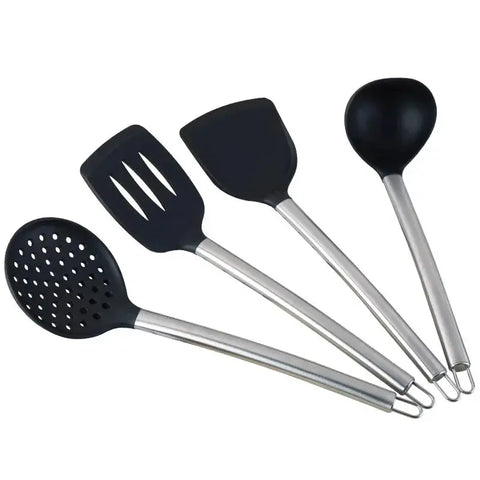 Large High-temperature Resistant Silicone Spatula Stainless Steel Handle Cooking Utensil Set Non-smoke Non-stick Cooking Spatula