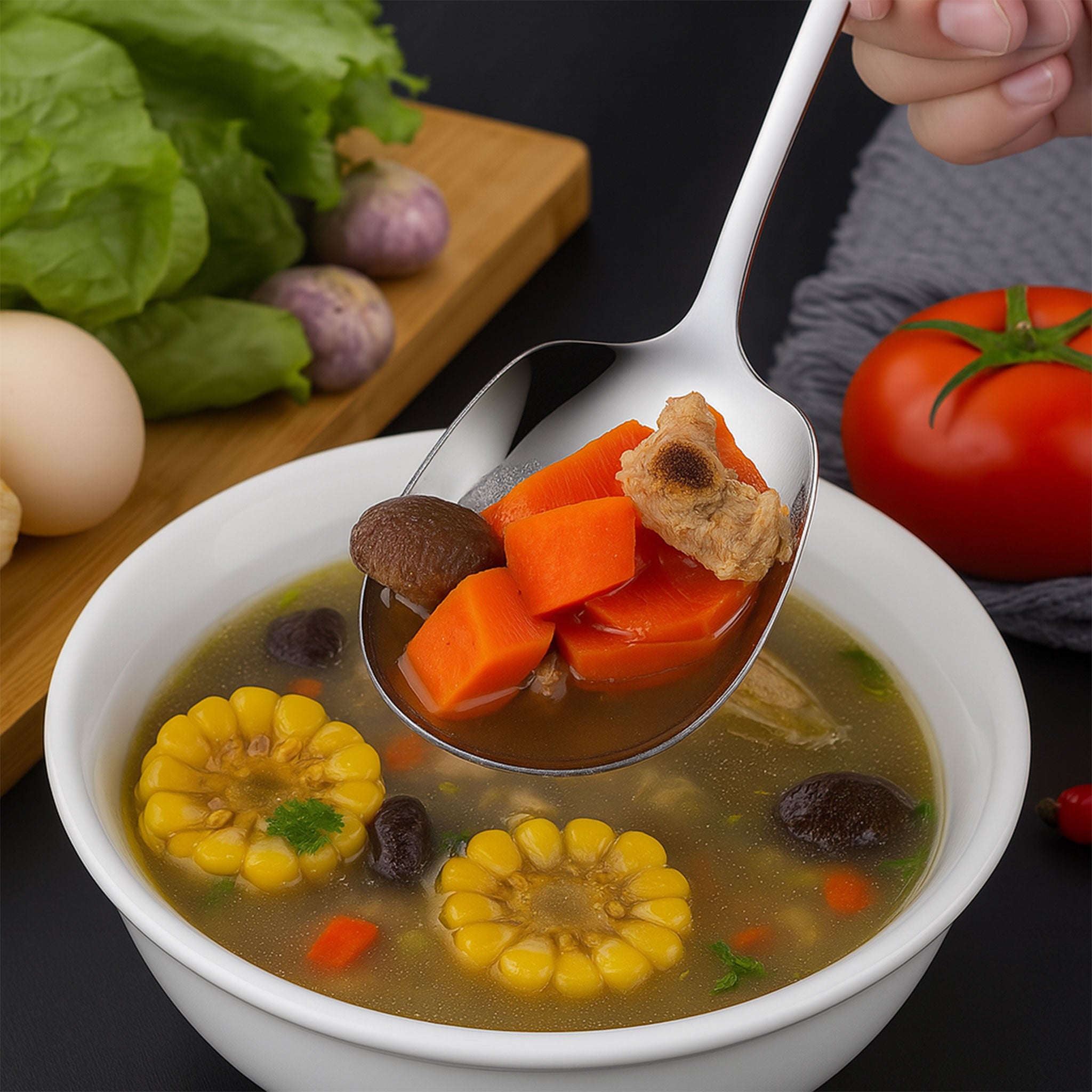 Large Stainless Steel Long Handle Soup Spoon