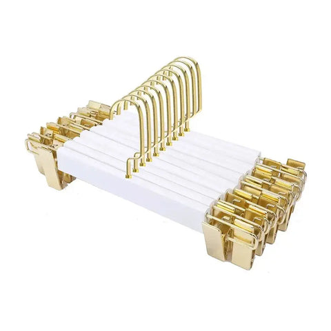 Light Luxury Wooden Coat Hangers Clothes Organizer Suit Hangers Pants Closet Organizer, Anti slip Drying Rack Gold Hook ,10Pcs