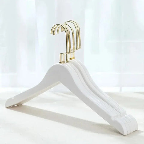 Light Luxury Wooden Coat Hangers Clothes Organizer Suit Hangers Pants Closet Organizer, Anti slip Drying Rack Gold Hook ,10Pcs