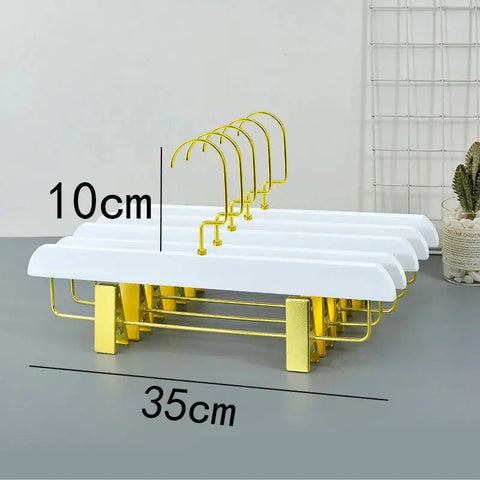 Light Luxury Wooden Coat Hangers Clothes Organizer Suit Hangers Pants Closet Organizer, Anti slip Drying Rack Gold Hook ,10Pcs