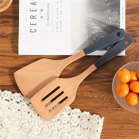 Long Handle Wooden Cooking Kitchenware Non-stick Stir-Fry Spatula Household Heat Resistant Soup Spoons Utensil Kitchen Accessory wiktra