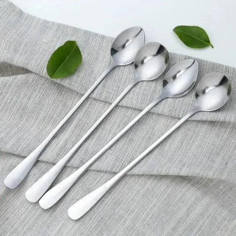 Long Handled   Stainless Steel Coffee Spoon Ice Cream Dessert Tea Stirring Spoon for Picnic Kitchen Accessories Bar Tools wiktra