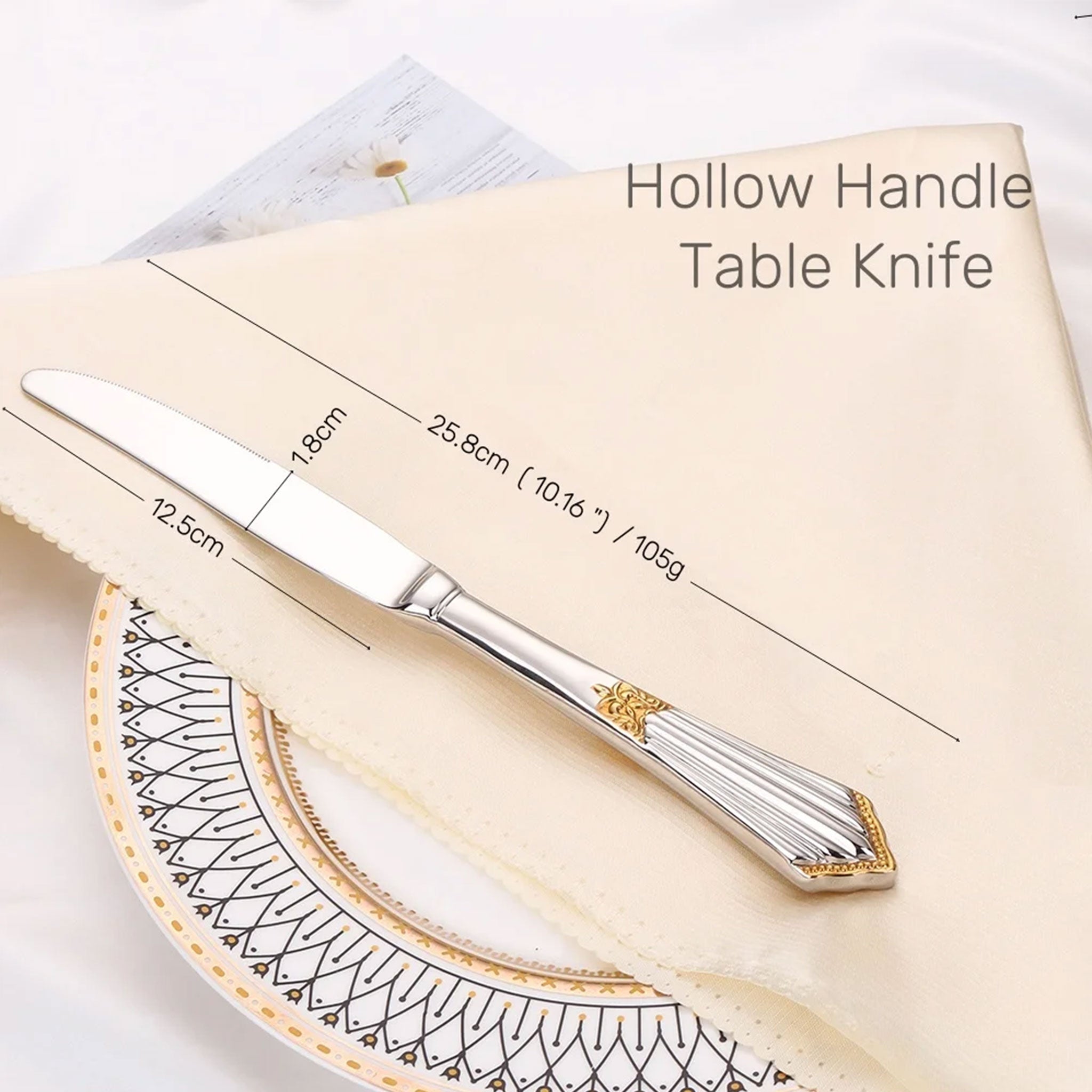Luxury Gold Plated Flatware Set – 4 to 28pcs Hollow Handle Cutlery