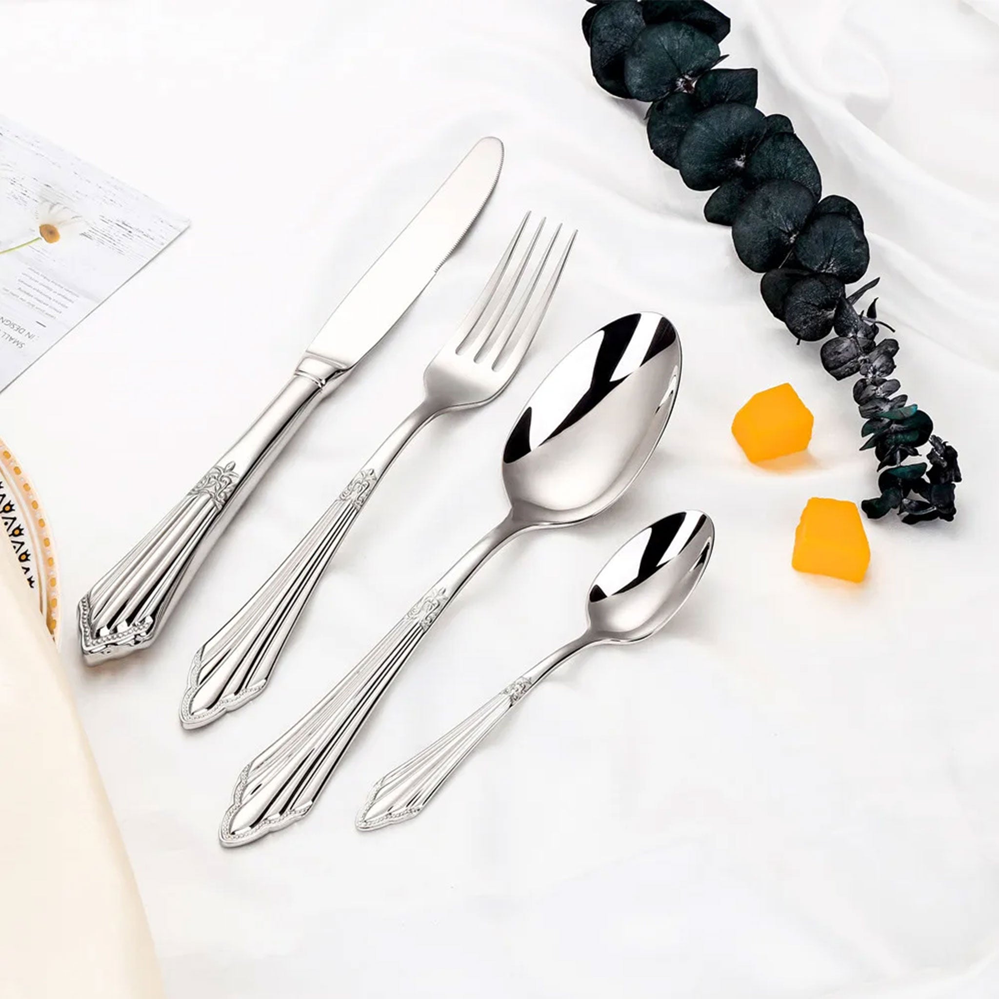 Luxury Gold Plated Flatware Set – 4 to 28pcs Hollow Handle Cutlery