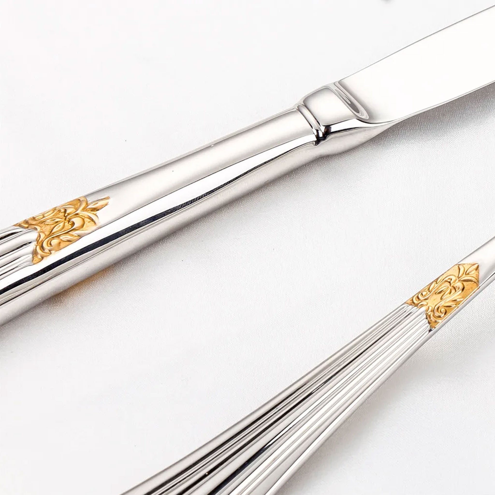 Luxury Gold Plated Flatware Set – 4 to 28pcs Hollow Handle Cutlery