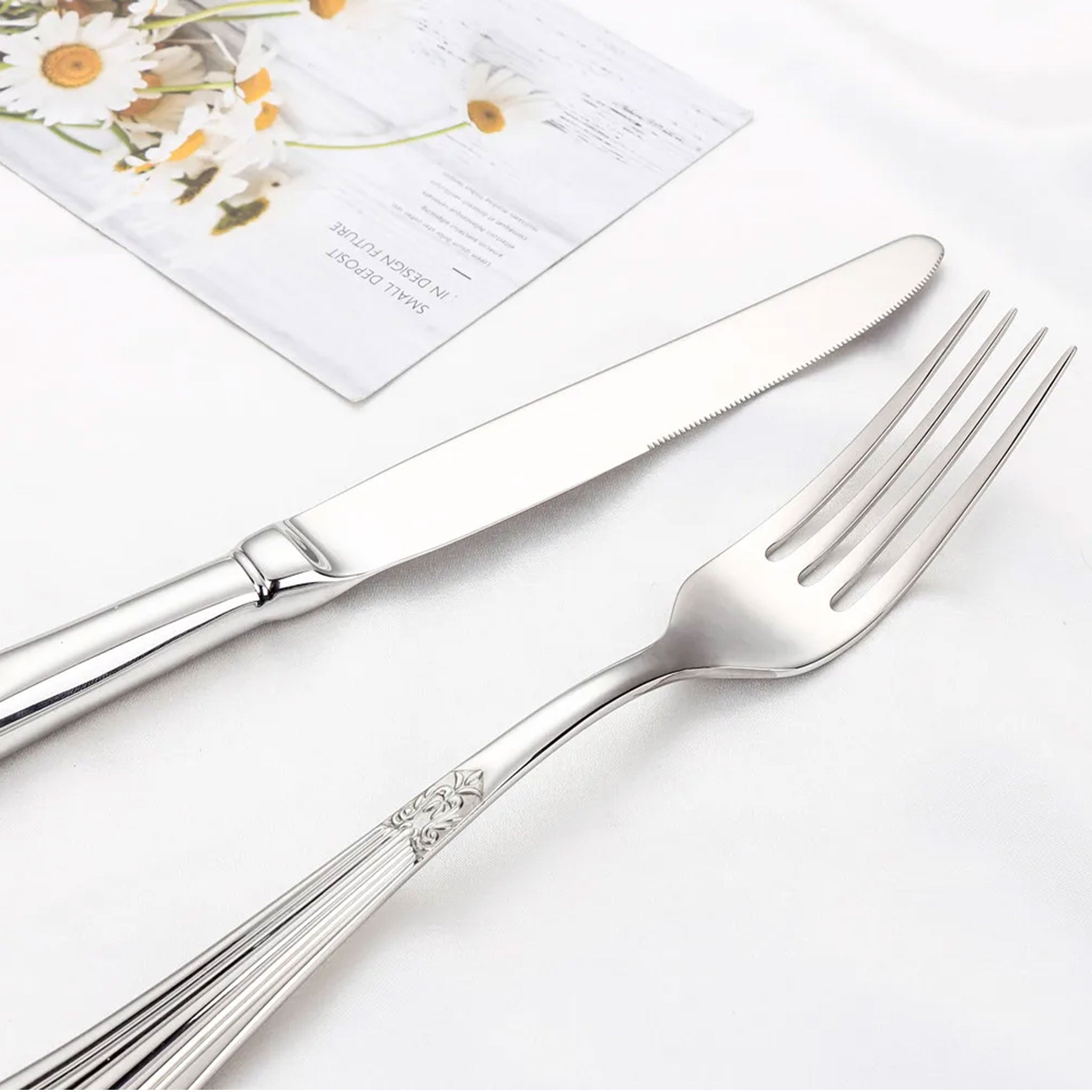 Luxury Gold Plated Flatware Set – 4 to 28pcs Hollow Handle Cutlery
