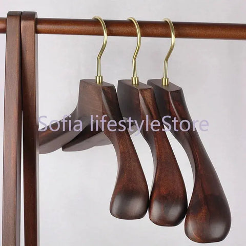 Luxury Wooden Clothes Coat Hangers Adults Ancient Garment Suit Hanger Rack Closet Organizer Wardrobe  With Wide Shoulder wiktra