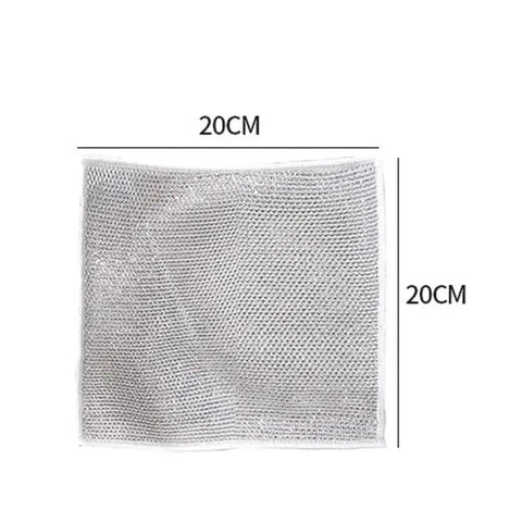 Magic Metal Wire Dishcloth Double Layer Thickened Cleaning Cloths Microfiber Wash Cloth Towel Kitchen Dishwashing Scouring Pads - Wiktra