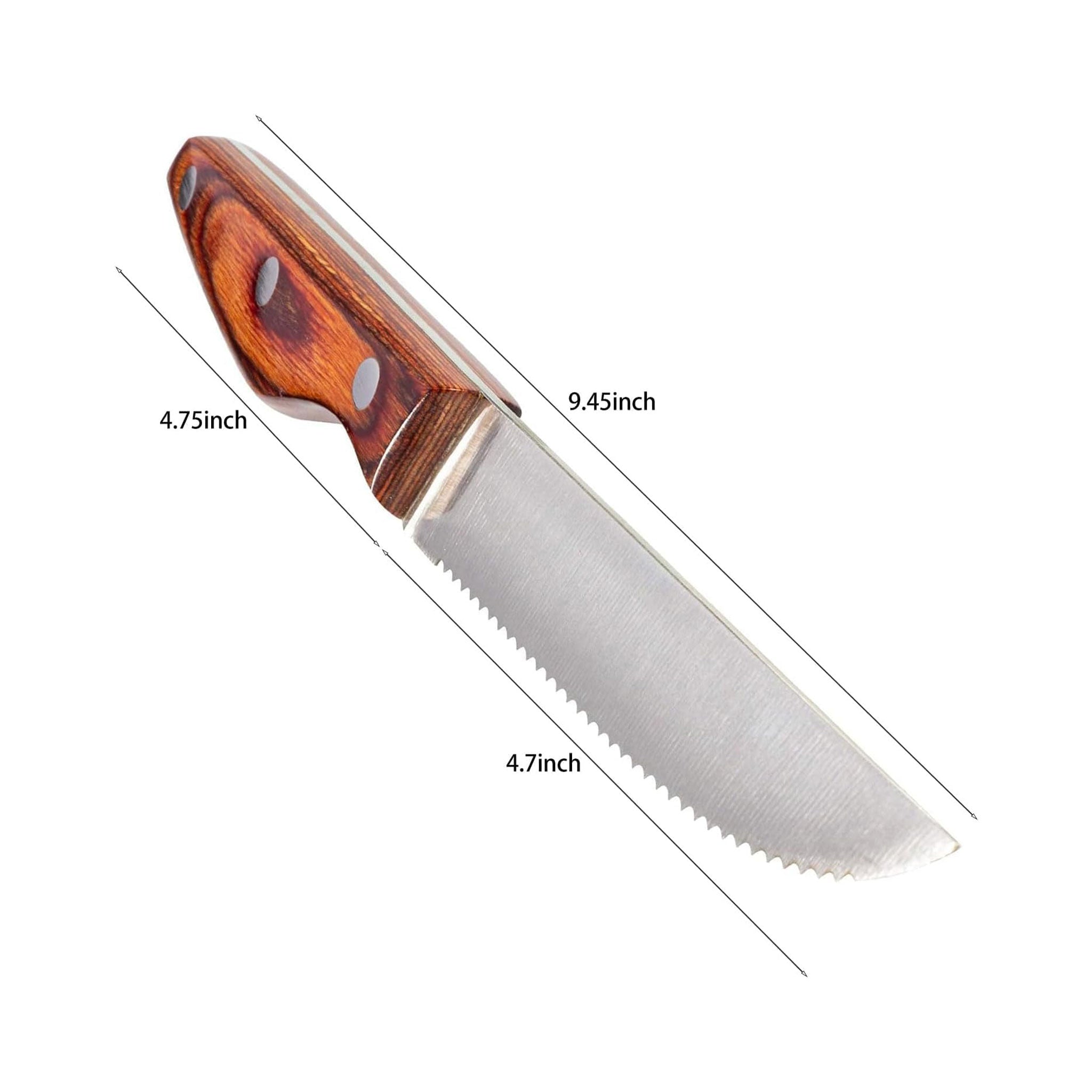 Mahogany Handle Stainless Steel Serrated Steak Knife