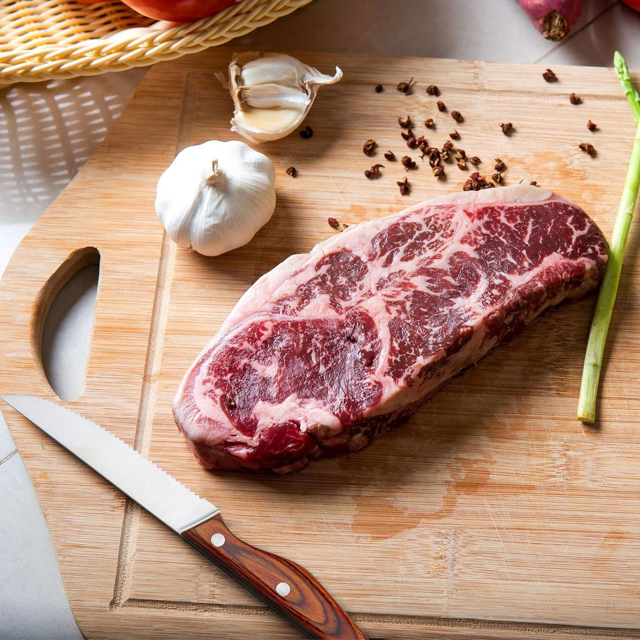 Mahogany Handle Stainless Steel Serrated Steak Knife