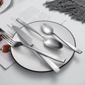 Matte Silver Flatware Set Silver Square Handle Western Cutlery Sets Stainless Steel Tableware Silverware Kitchen Dinner Cutlery wiktra