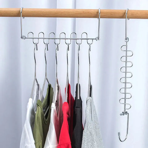 Metal Cascading Hangers Space Saving Stainless Steel Closet Wardrobe Organizer Multifunctional Magical Hook Clothes Storage Rack Wiktra