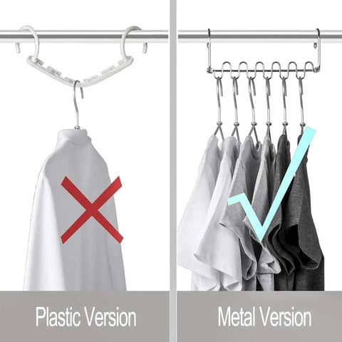 Metal Cascading Hangers Space Saving Stainless Steel Closet Wardrobe Organizer Multifunctional Magical Hook Clothes Storage Rack Wiktra