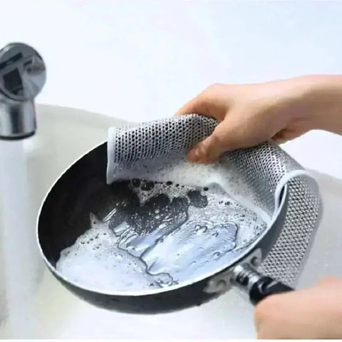 Metal Wire Mesh Cleaning Cloths Universal Sink Faucet Tea Stain Rag Microwave Gas Stove Dishwashing Scouring Pad Kitchen Towels wiktra