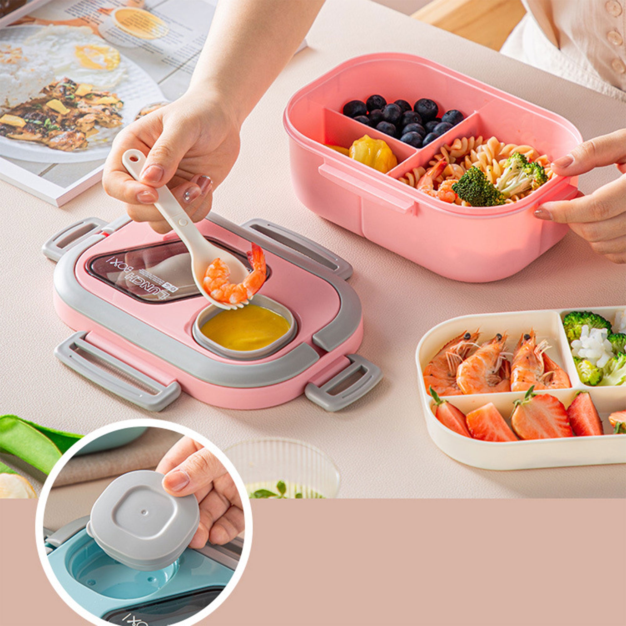 Microwave-Heated Portable Lunch Box