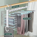 Multi-functional 9 in 1 Trouser Storage Rack Adjustable Pants Tie Storage Shelf Closet Organizer Stainless Steel Clothes Hanger wiktra