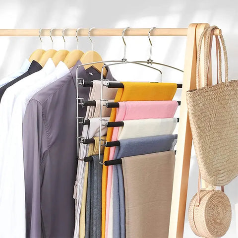 Multifunction Metal Pants Hanger Organizer  Space Saving Wardrobe  Space Saving  Foam Arm Scarf  Trousers Hanger  5 Tie wiktra