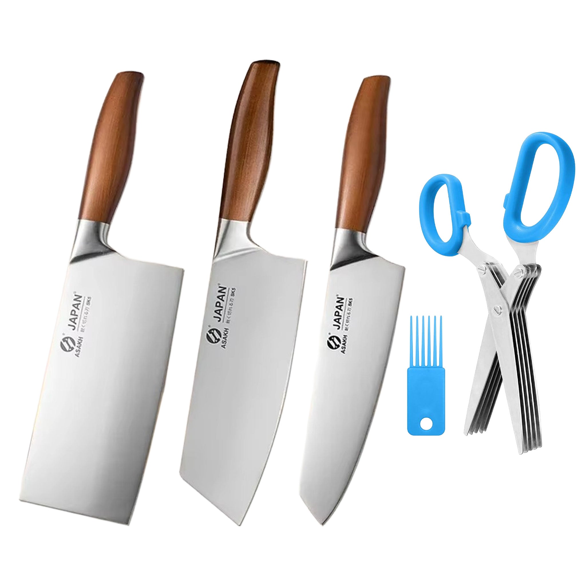 Multifunctional Stainless Steel Kitchen Knife and Scissor Set