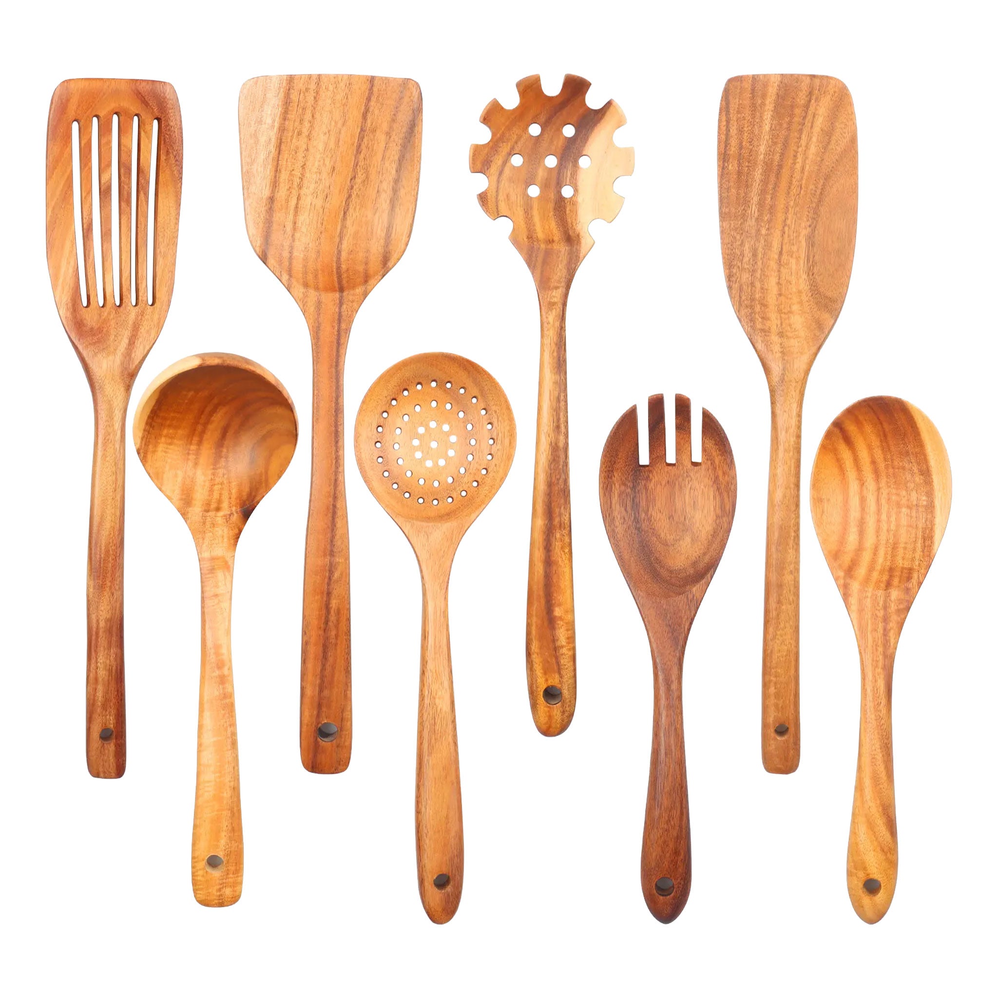 Natural Wooden Kitchen Utensil Set for Soup & Cooking