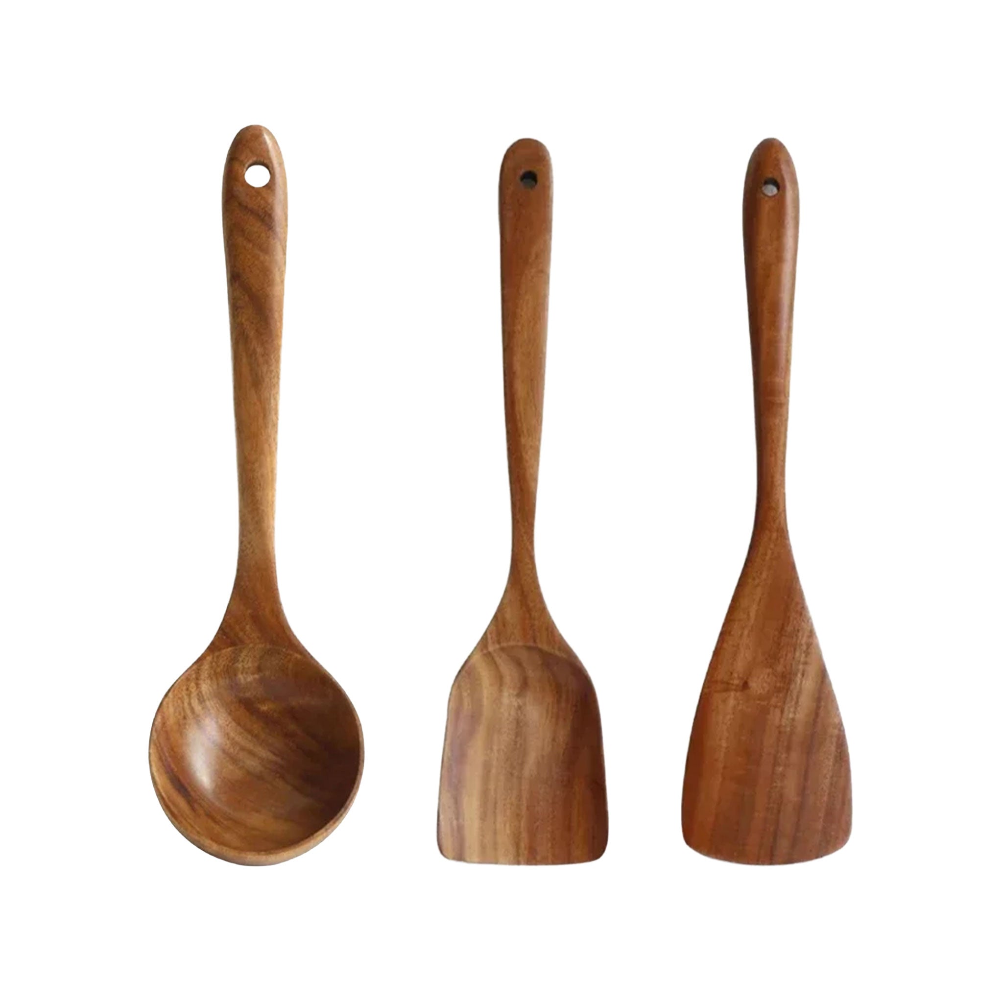 Natural Teak Wooden Cooking Utensils Set – Non-Stick Kitchen Spoons & Spatulas