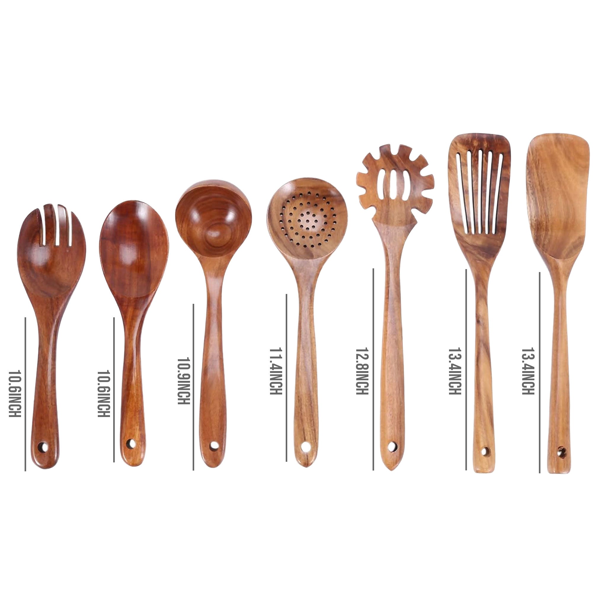 Natural Teak Wooden Cooking Utensils Set – Non-Stick Kitchen Spoons & Spatulas