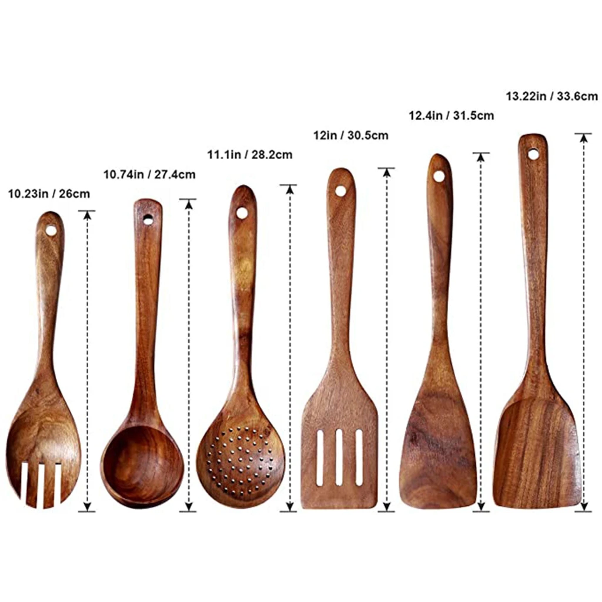 Natural Teak Wooden Cooking Utensils Set – Non-Stick Kitchen Spoons & Spatulas