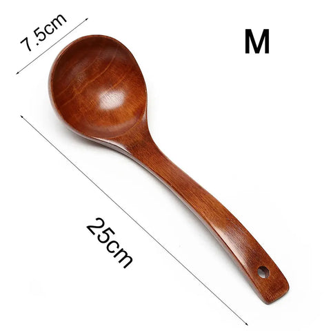 Natural Wooden Large Soup Scoops Long Handle Cooking Scoop Wood Ramen Rice Spoon Soup Ladle Catering Tableware Kitchen Utensil