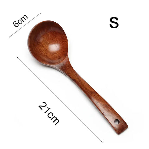 Natural Wooden Large Soup Scoops Long Handle Cooking Scoop Wood Ramen Rice Spoon Soup Ladle Catering Tableware Kitchen Utensil