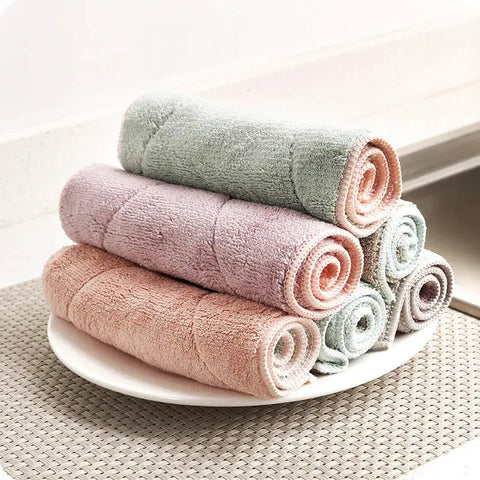 Newest 10Pcs Kitchen Cleaning Towel Anti-Grease Wiping Rags Absorbable Fish Scale Wipe Cloth Glass Window Dish Cleaning Cloth wiktra