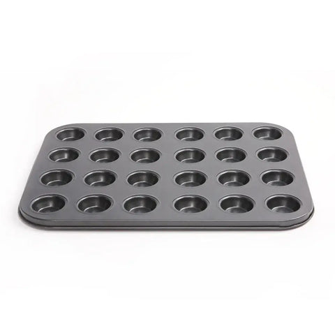 Non Stick 24 hole Mini Cup Baking Pan Carbon Steel Pudding Cake Mold Household Baking Utensils Black wiktra