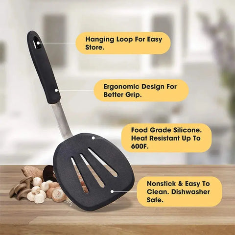 Non Stick Pancakes Turner Silicone Spatula Flexible Slotted Turner High Heat Resistant Pastry Frying Pan Shovel Cooking Utensil wiktra