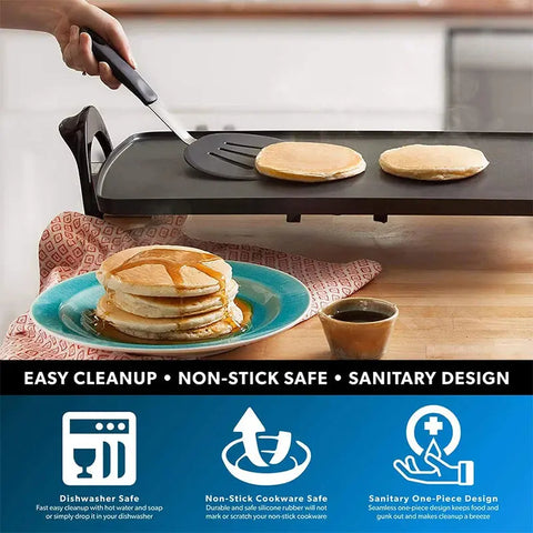 Non Stick Silicone Spatula Turner Flexible Wide Pancake Turner with Stainless Steel Handle Heat Resistant Pastry Slotted Shovel wiktra