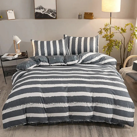 Nordic Bed Four-Piece Bedding Set  Cute Pattern  Microfiber Quilt Cover Bed Sheet Set Piece Set Suitable For Four Seasons