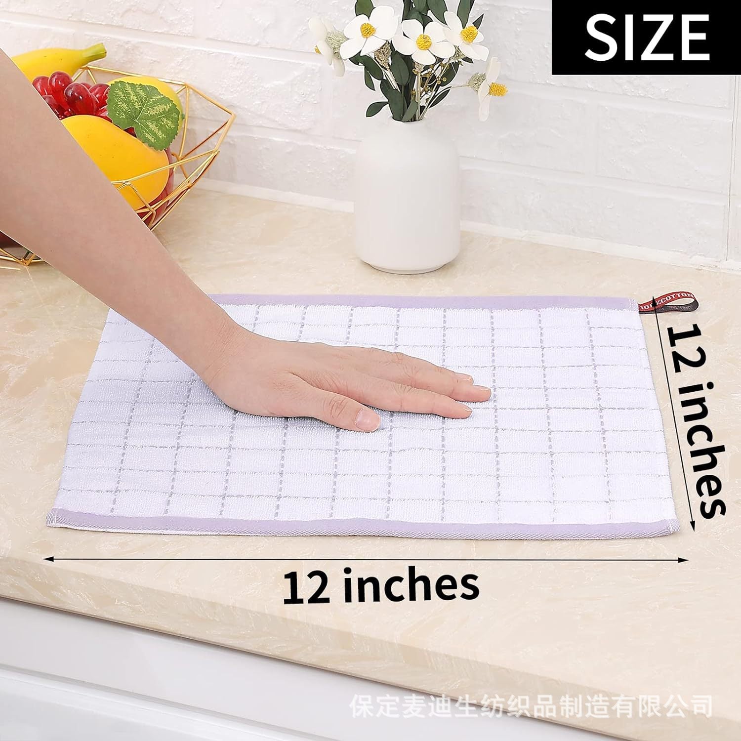 Cross Border Waffles Square Towel Pure Cotton Soft Absorbent Kitchen Towel Cleaning Towel 30*30 Plaid Towel Export