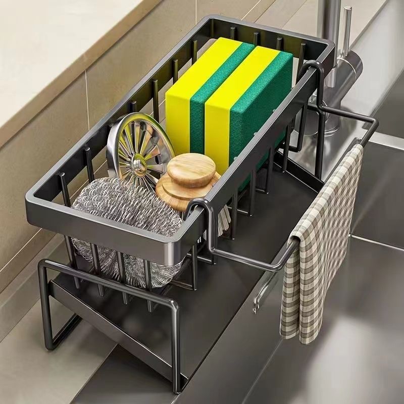Kitchen Storage Rack Rag Storage Drying Rack Punch-Free Household Seasoning Shelf Sink Faucet Sink Artifact