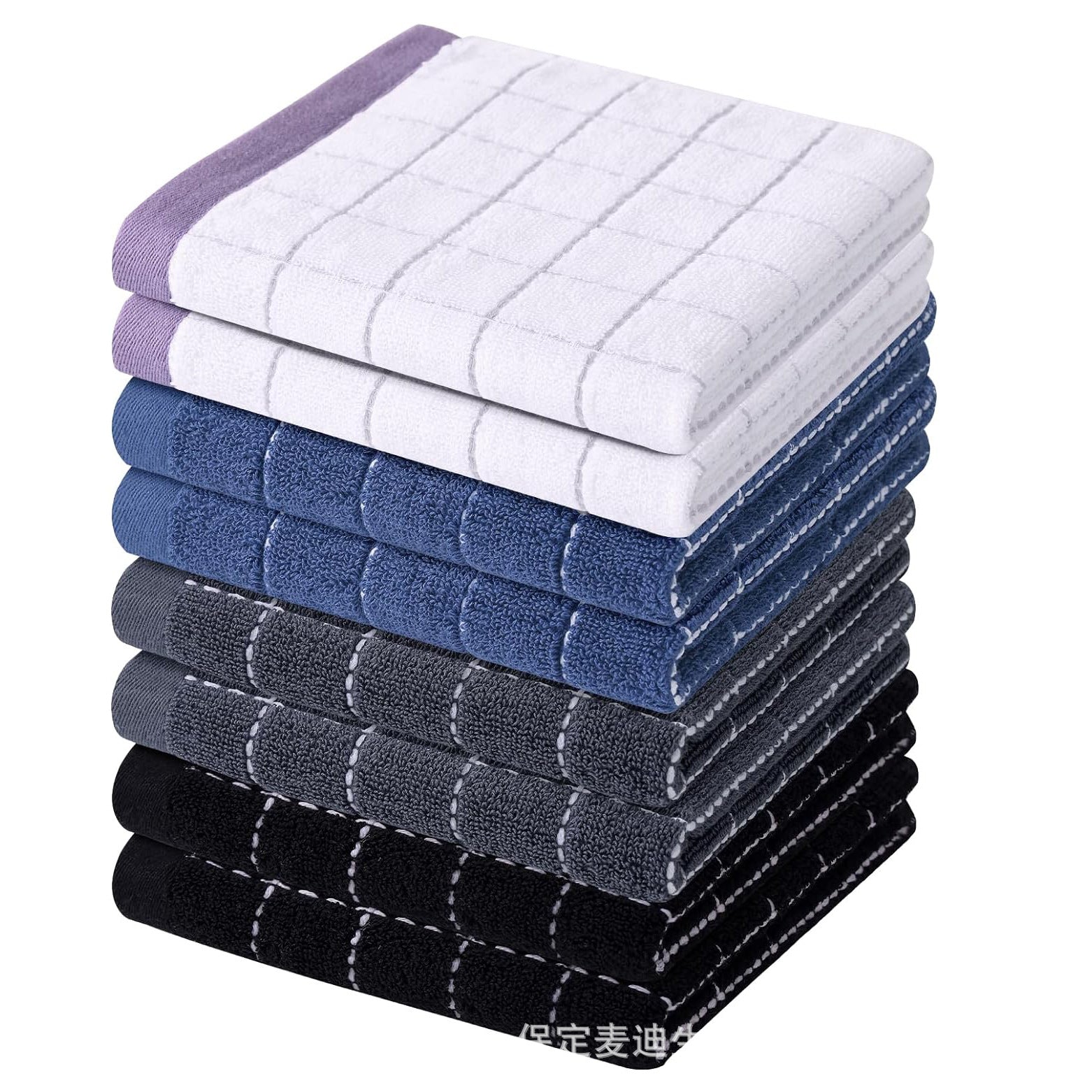 Cross Border Waffles Square Towel Pure Cotton Soft Absorbent Kitchen Towel Cleaning Towel 30*30 Plaid Towel Export
