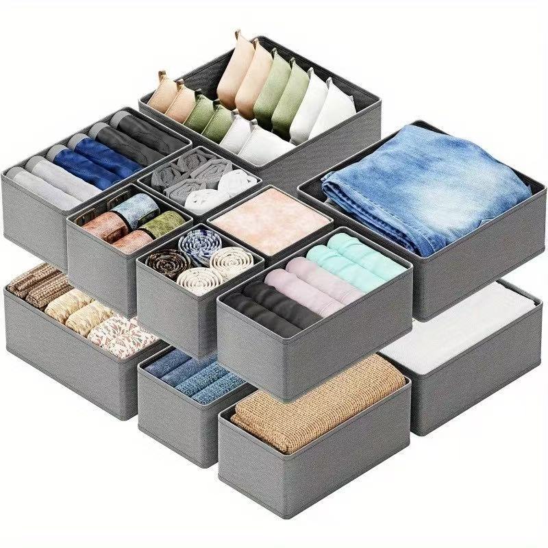 Cross-border Drawer Fabric Underwear Storage Box Socks Underwear Storage Partition Household Large Capacity Fit Box Amazon