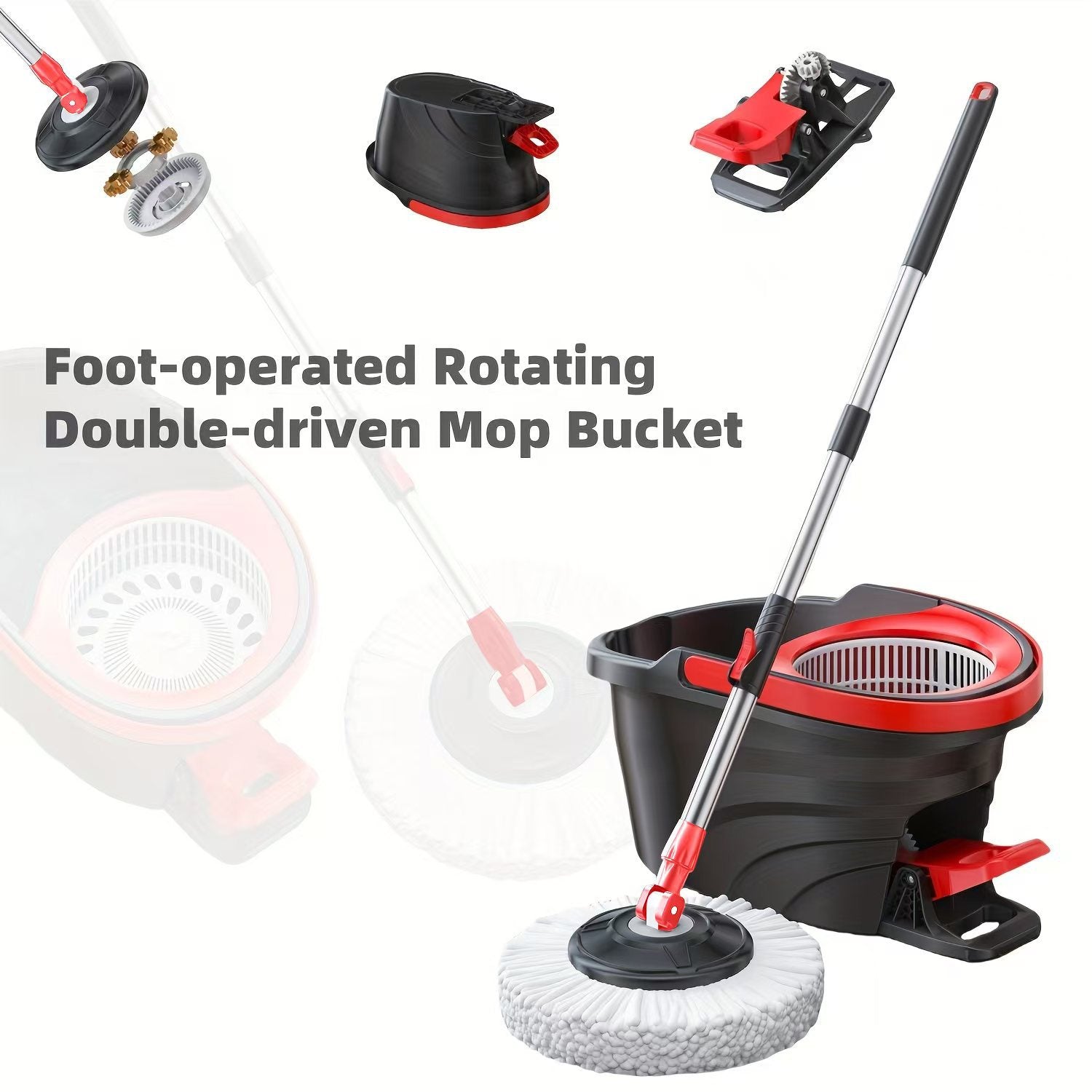 Rotating Mop Dual-drive Household Cross-border Generation Labor-saving Eight-character Barrel Hand-free Wholesale Rotating Mop Barrel Suit