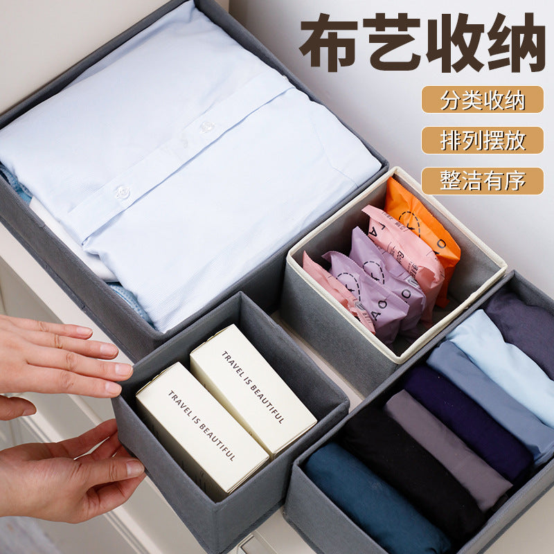 Cross-border Drawer Fabric Underwear Storage Box Socks Underwear Storage Partition Household Large Capacity Fit Box Amazon
