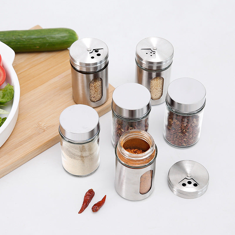 Factory Price Kitchen Supplies Seasoning Jar Seasoning Bottle Storage Box Combination Seasoning Bottle Suit Glass Seasoning Bottle Salt Jar