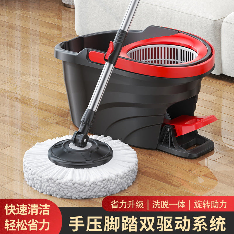 Rotating Mop Dual-drive Household Cross-border Generation Labor-saving Eight-character Barrel Hand-free Wholesale Rotating Mop Barrel Suit