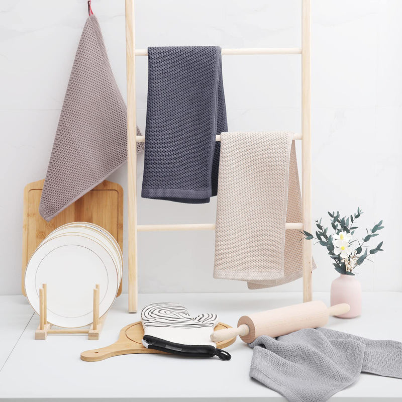 Spot Amazon Absorbent Cotton Waffle Towel Gauze Square Towel Hand Towel Cleaning Honeycomb Pattern Rag Dish Towel