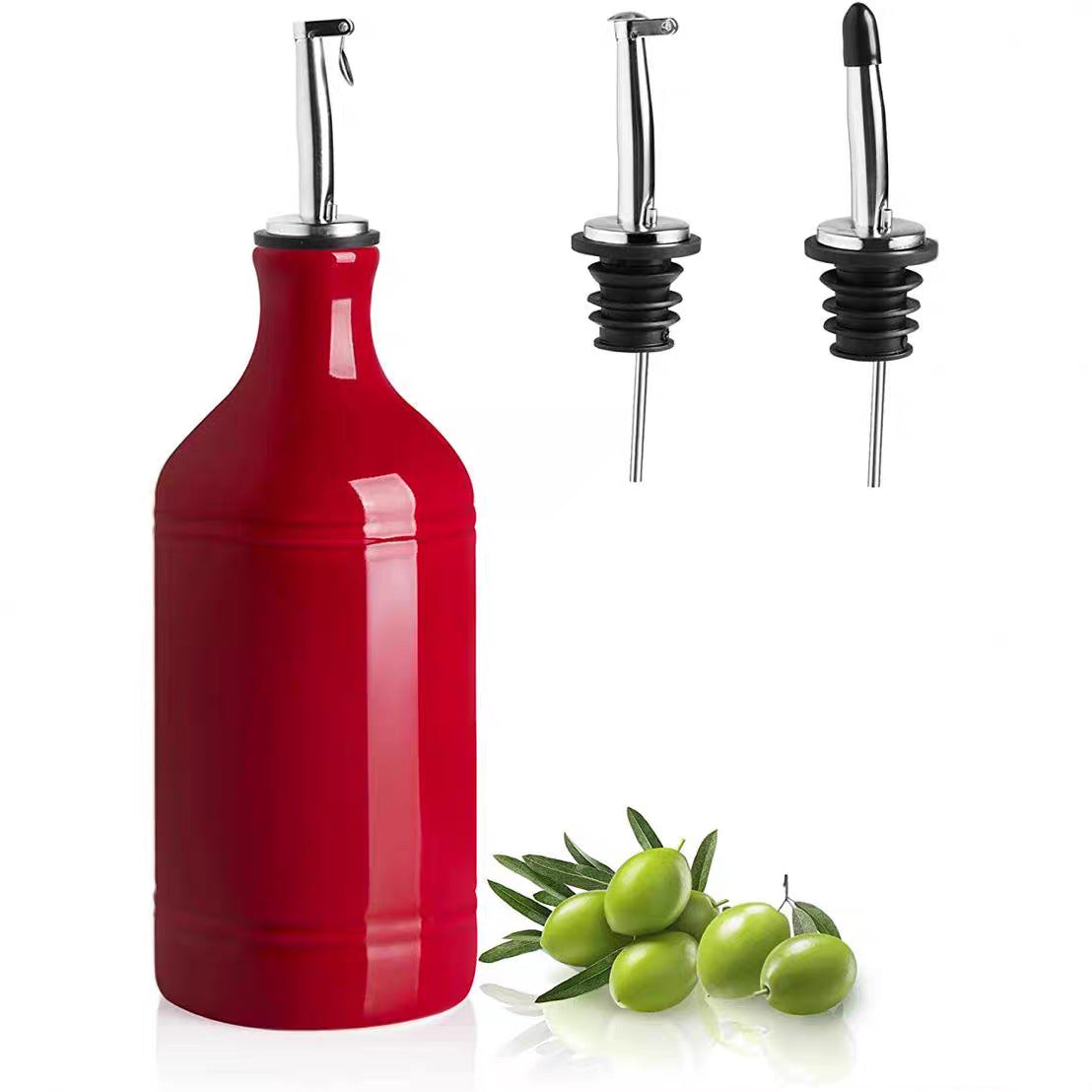 Amazon's Best-Selling Stainless Steel Olive Oil Dispenser, Oil And Vinegar Bottle Stopper, Oil Pouring Spout, Wine Pourer, Flip-Top Black Cap, Leak-Proof
