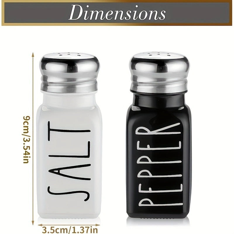 Cross-border In Stock Square Seasoning Bottle Kitchen Black And White Sprinkling Bottle Barbecue Sprinkling Bottle Salt And Pepper Monosodium Glutamate Salt Pepper Glass