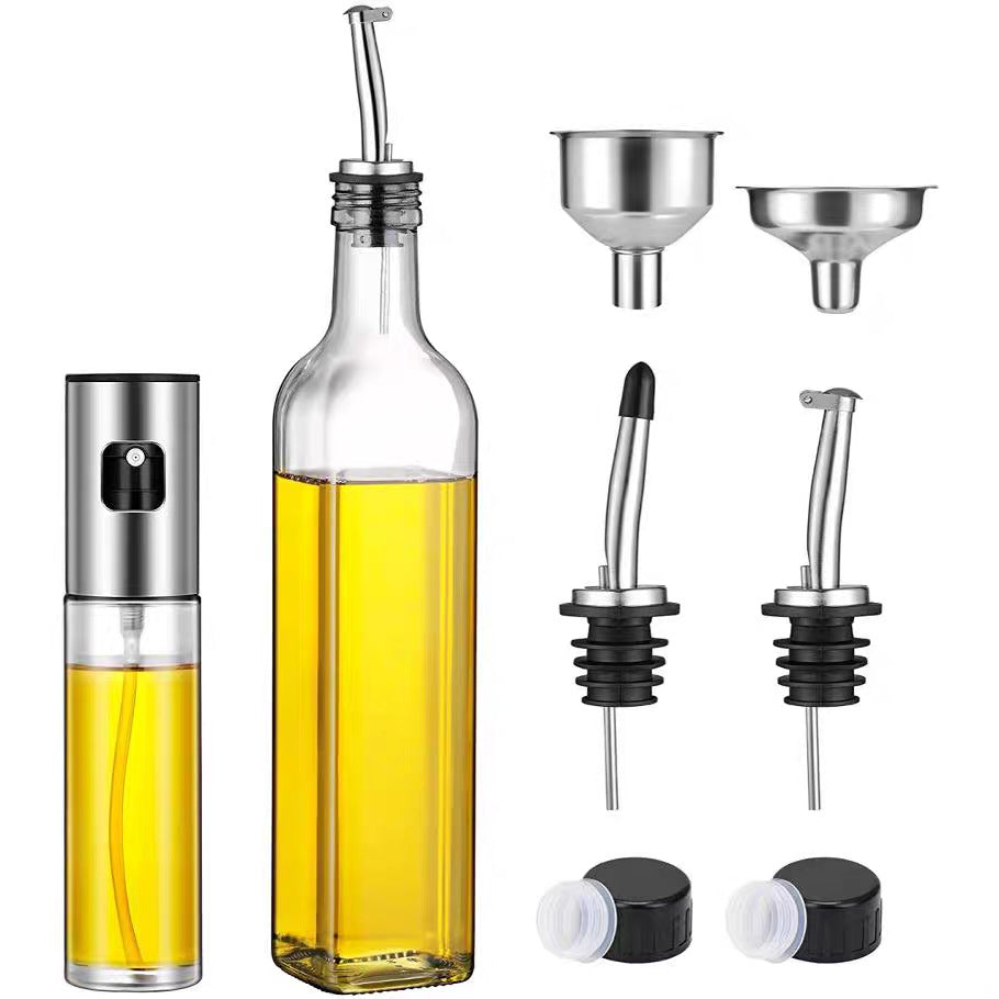 Amazon's Best-Selling Stainless Steel Olive Oil Dispenser, Oil And Vinegar Bottle Stopper, Oil Pouring Spout, Wine Pourer, Flip-Top Black Cap, Leak-Proof