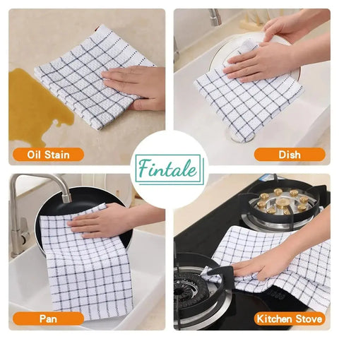 Olanly 100% Cotton Kitchen Towel Soft Dishcloth Super Absorbent Kitchen Cloths Home Cleaning Scouring Towel Washing Dishes Cloth wiktra