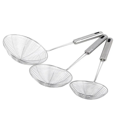 Oval Skimmer Stainless Steel Filter Mesh Oil Pot Food Filter Cookware Colander Fried Filter Kitchen Strainer Baking Cooking Tool wiktra