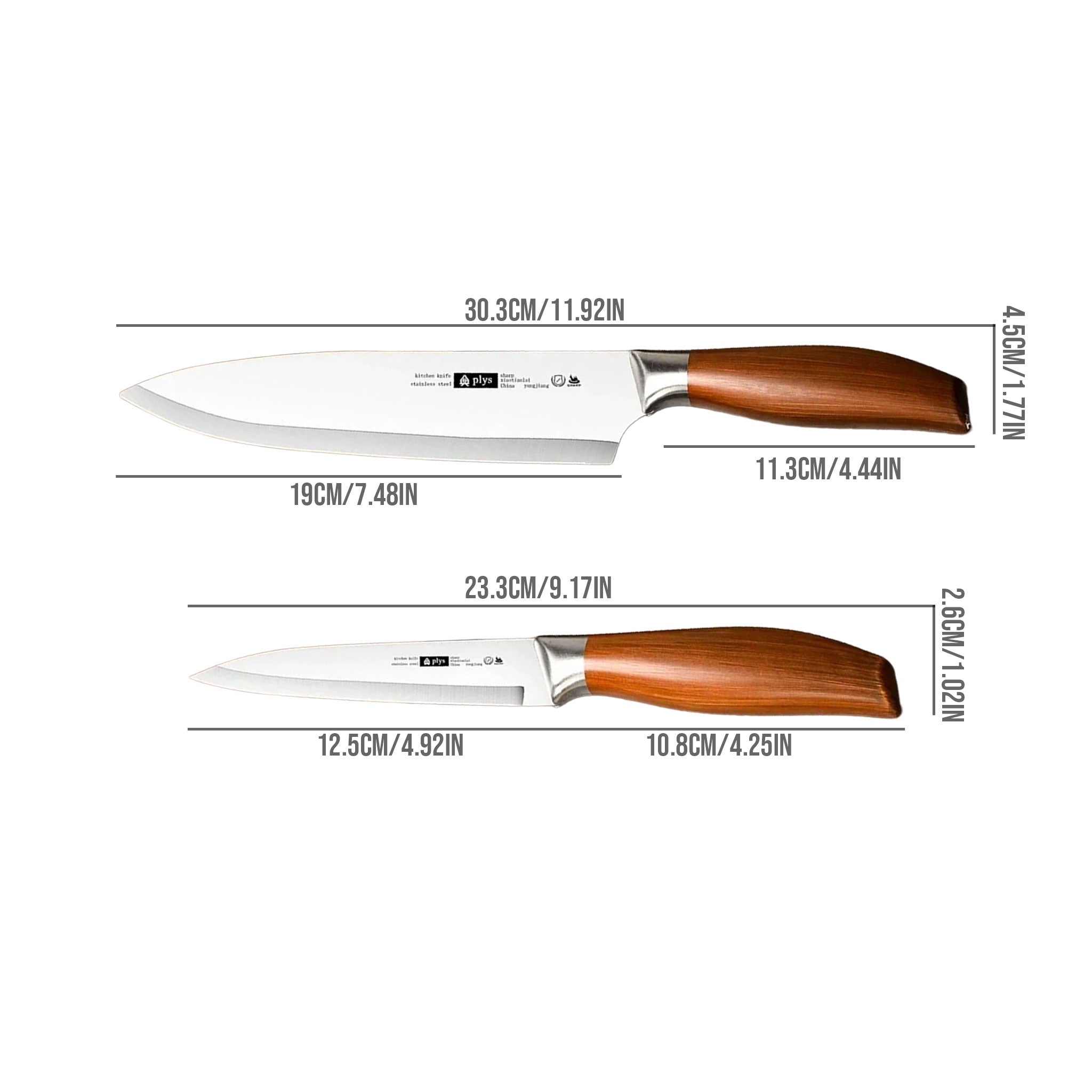 PLYS Stainless Steel Fruit Knife with Imitation Wood Handle